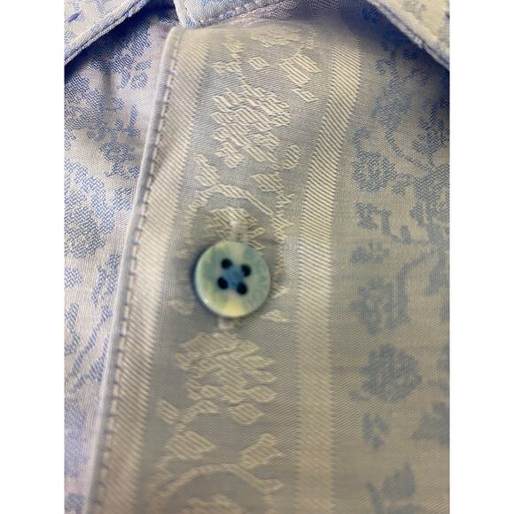 Bugatchi Uomo Button Shirt Size M Long Sleeve Cotton Light Blue Textured Floral - Picture 3 of 7
